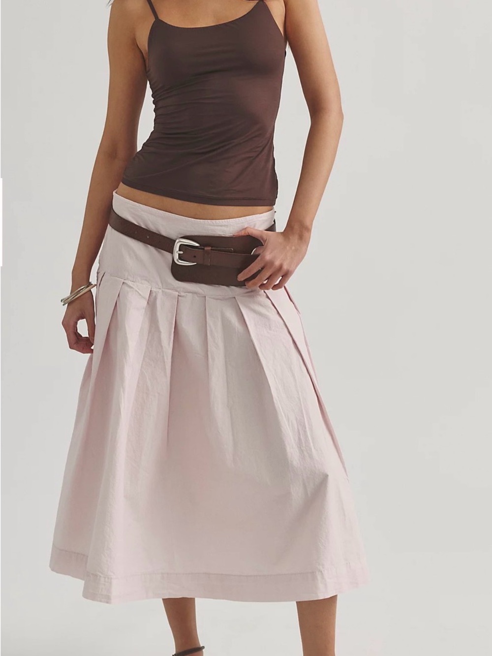 Free People Skipped Pleated MIDI in Grey Lilac